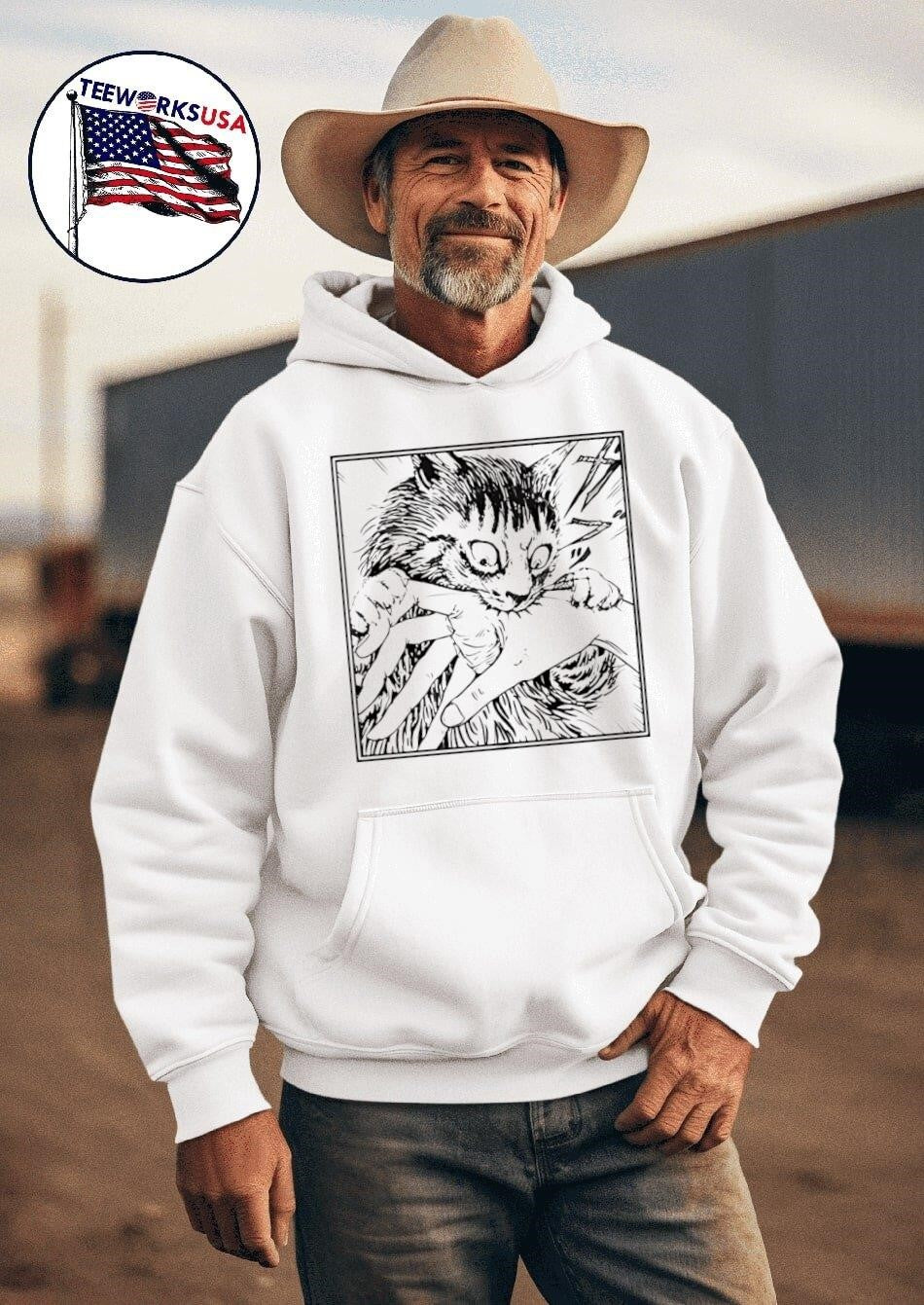 Cat Biting Hand Manga Panel Shirt