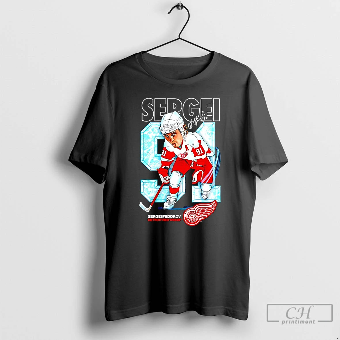 Premium Detroit Red Wings Fedorov 91 Forever Ice Cartoon