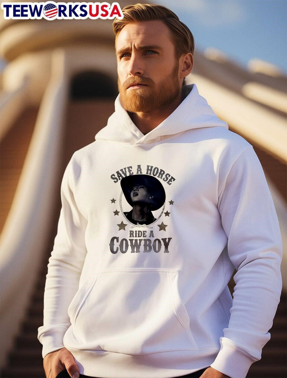 Save a Horse Ride a Cowboy Silhouette Portrait T-Shirt