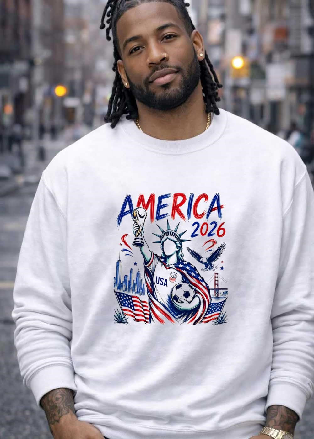 Statue of Liberty Holding Trophy and Soccer Ball America 2026 USA T-Shirt