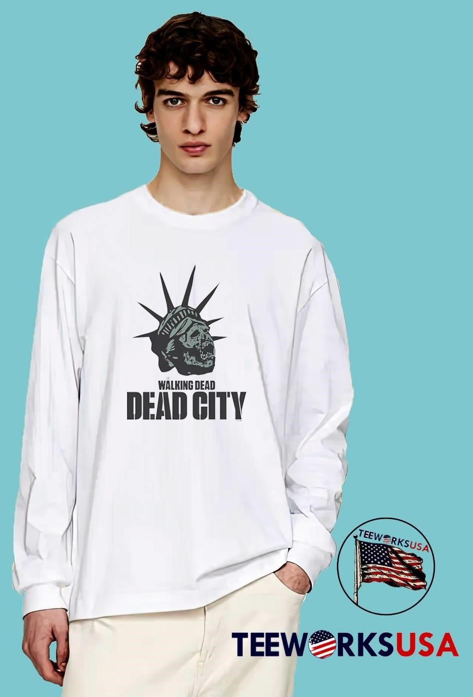 The Walking Dead Dead City Statue of Liberty Skull T-Shirt