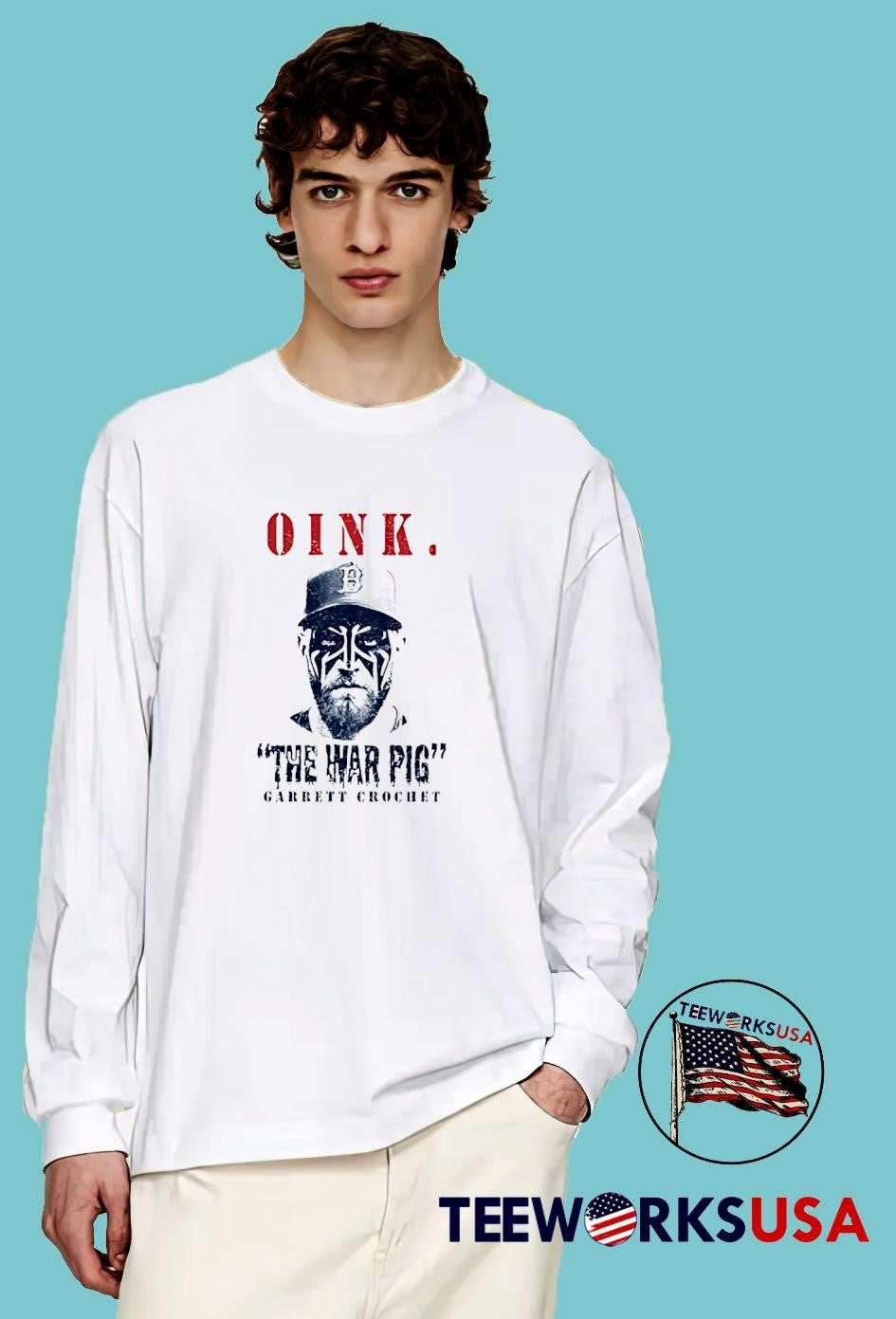 The War Pig Garret Crochet Oink Baseball T-Shirt