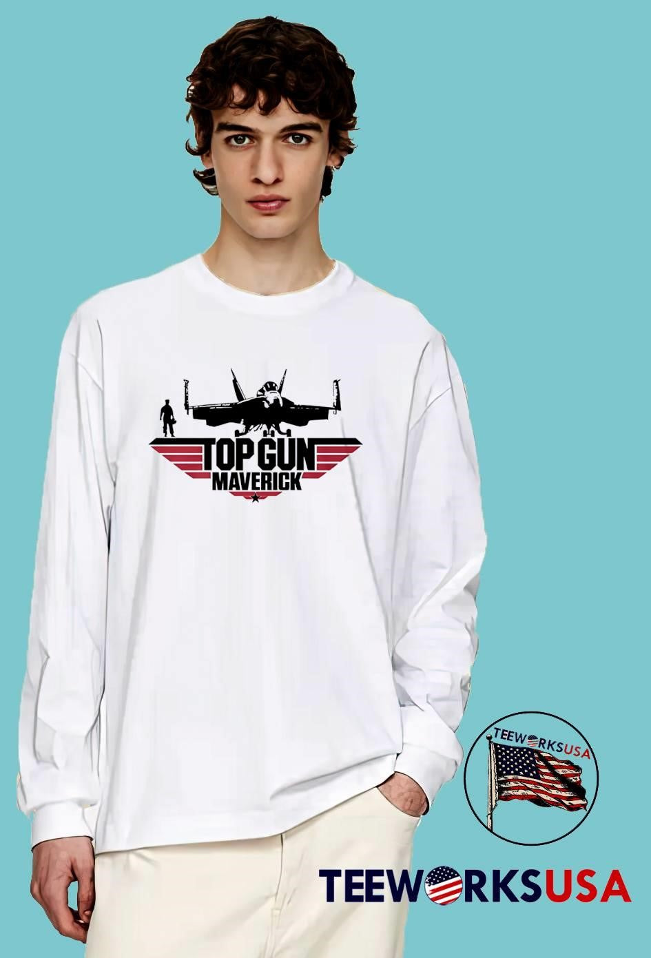 Gun Pilot Standing by Fighter Jet Top Gun Maverick T-Shirt
