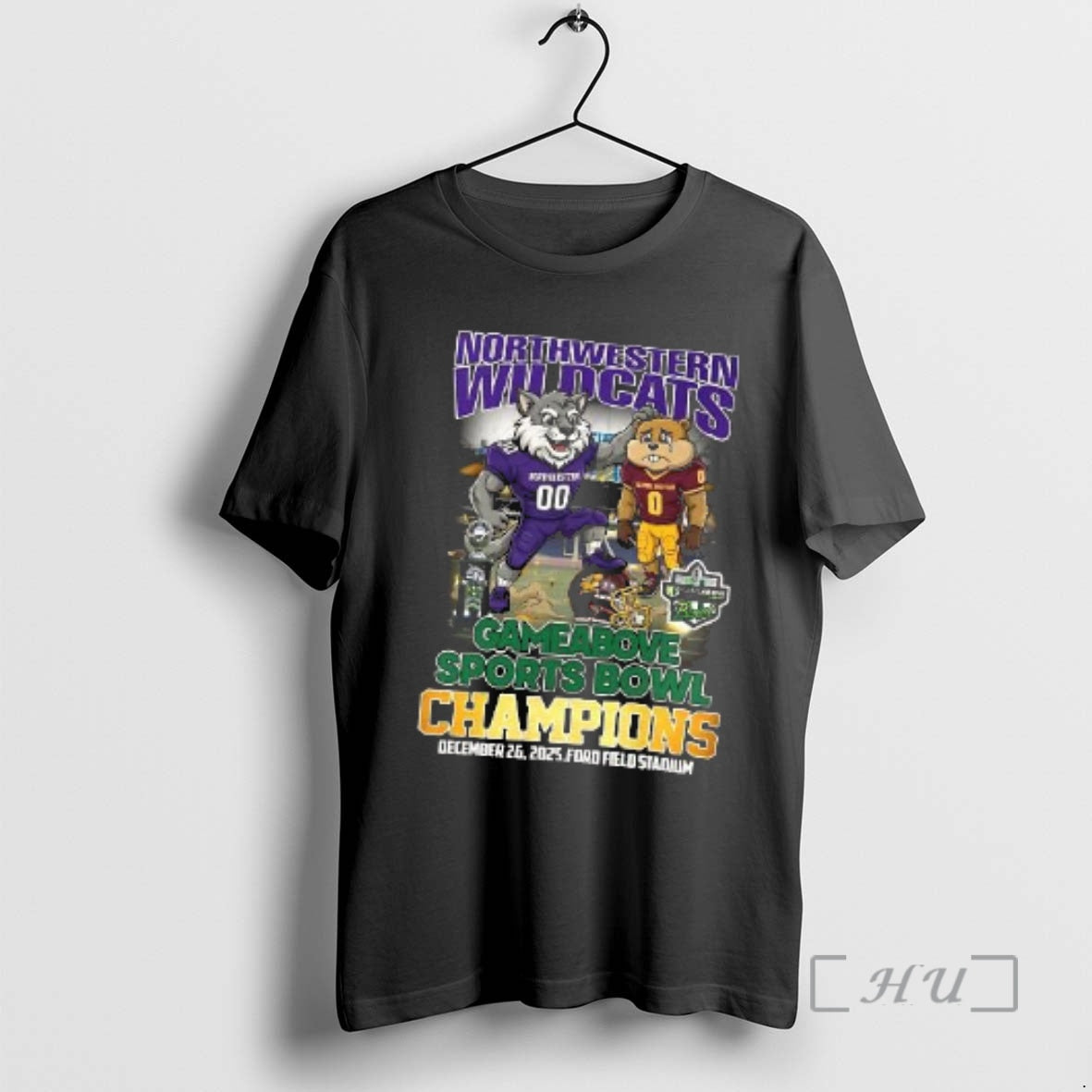 Trending Northwestern Wildcats Vs Central Michigan Ncaa Gameabove Sports Bowl Champions Mascot Premium T Shirts