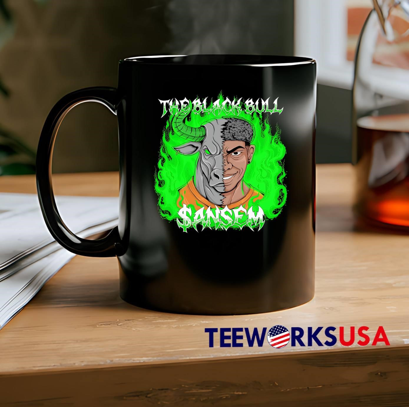 The Black Bull Sansem Half Man Half Bull Green Fire T-Shirt