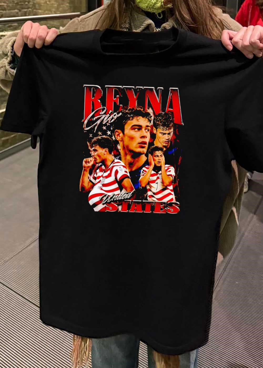 US Soccer Star Gio Reyna Focused and Celebrating United States T-Shirt