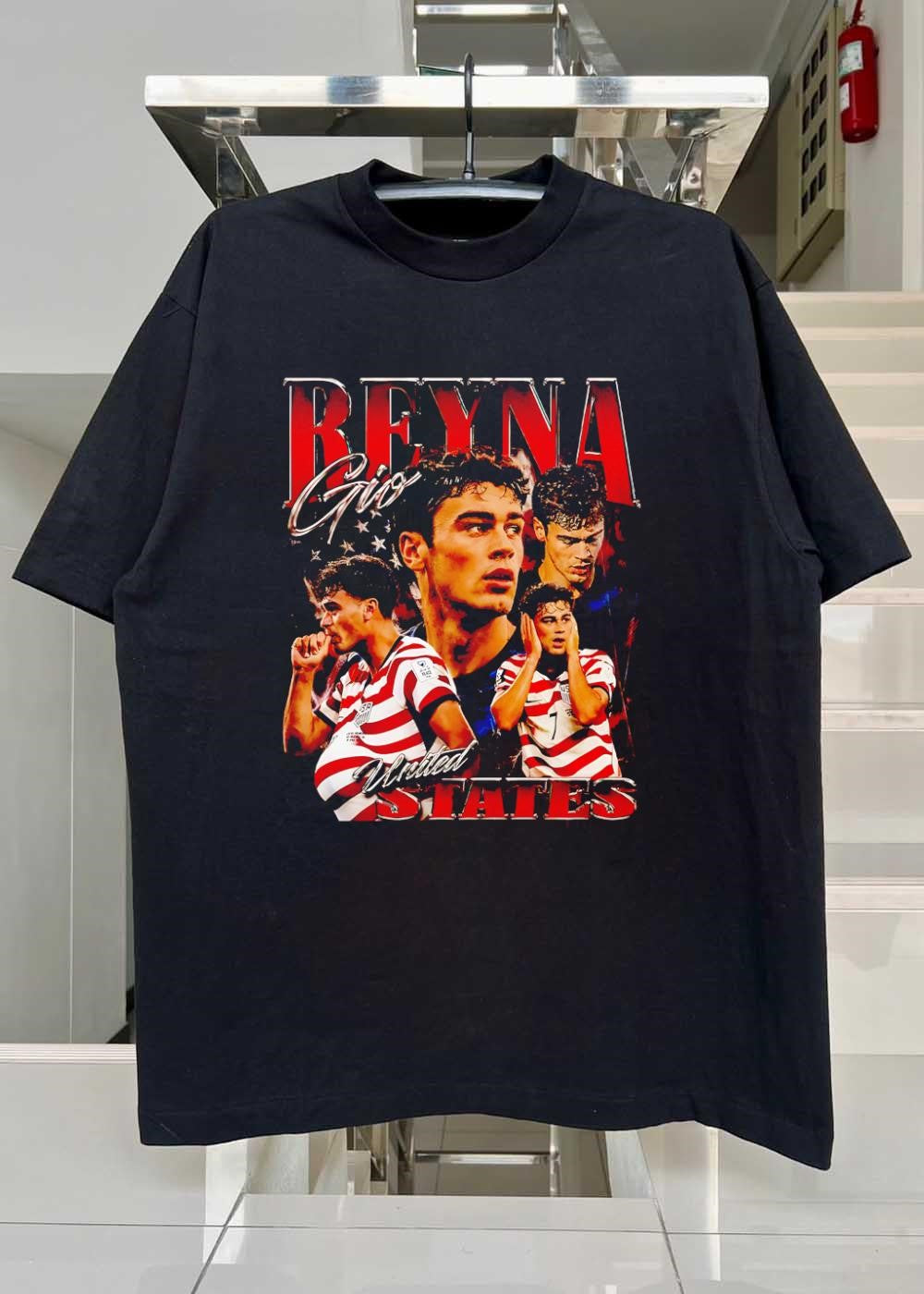 US Soccer Star Gio Reyna Focused and Celebrating United States T-Shirt