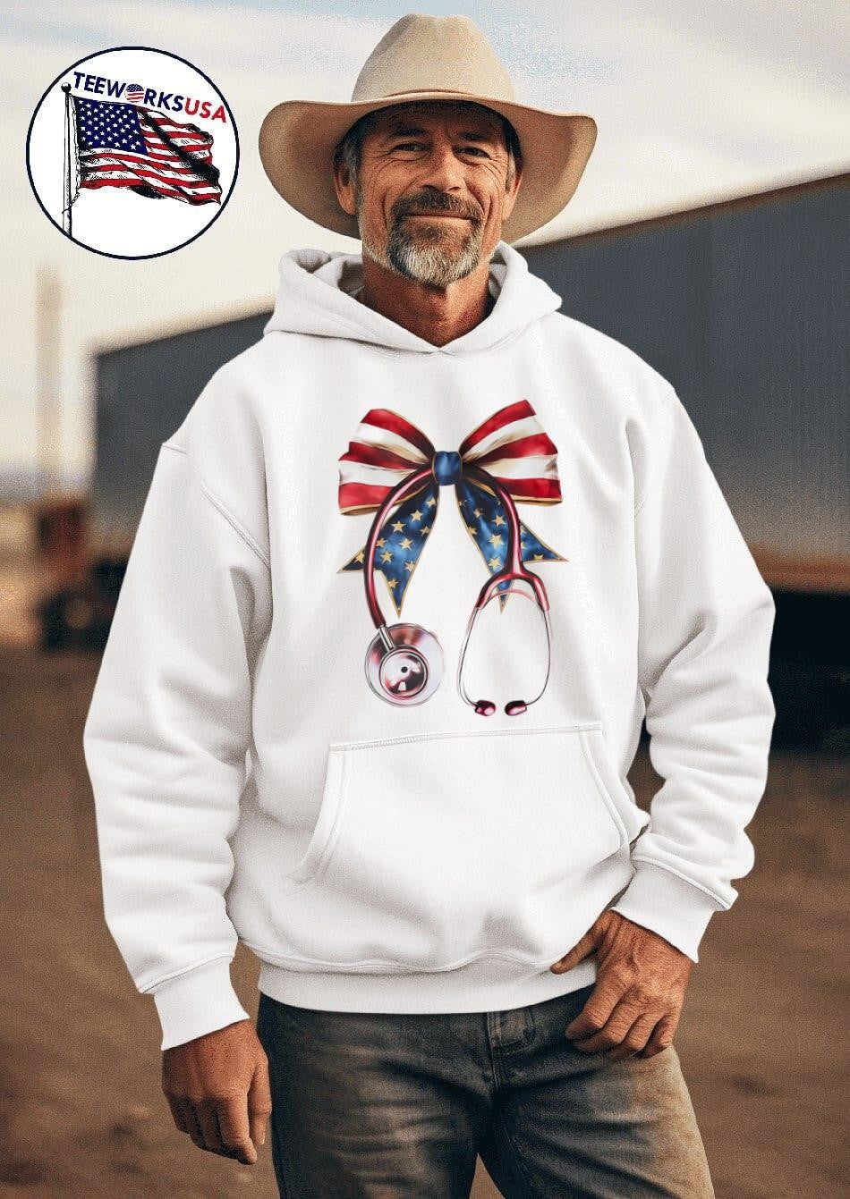 USA Flag Bow And Stethoscope Shirt