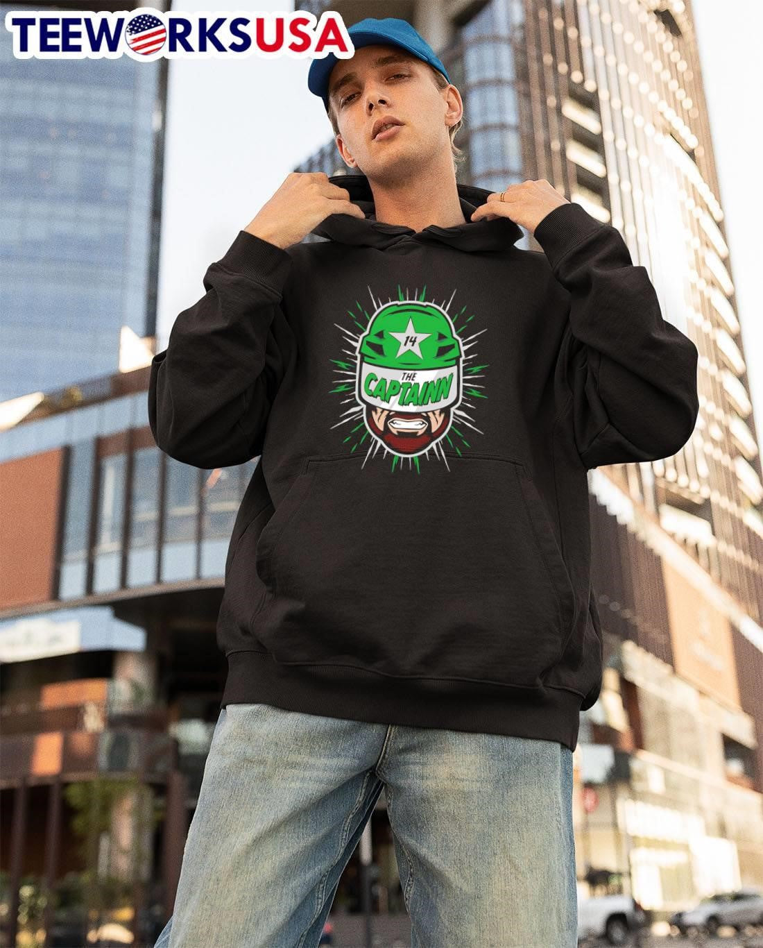 The Captainn 14 Hockey Player Beard Graphic Dallas Stars Shirt