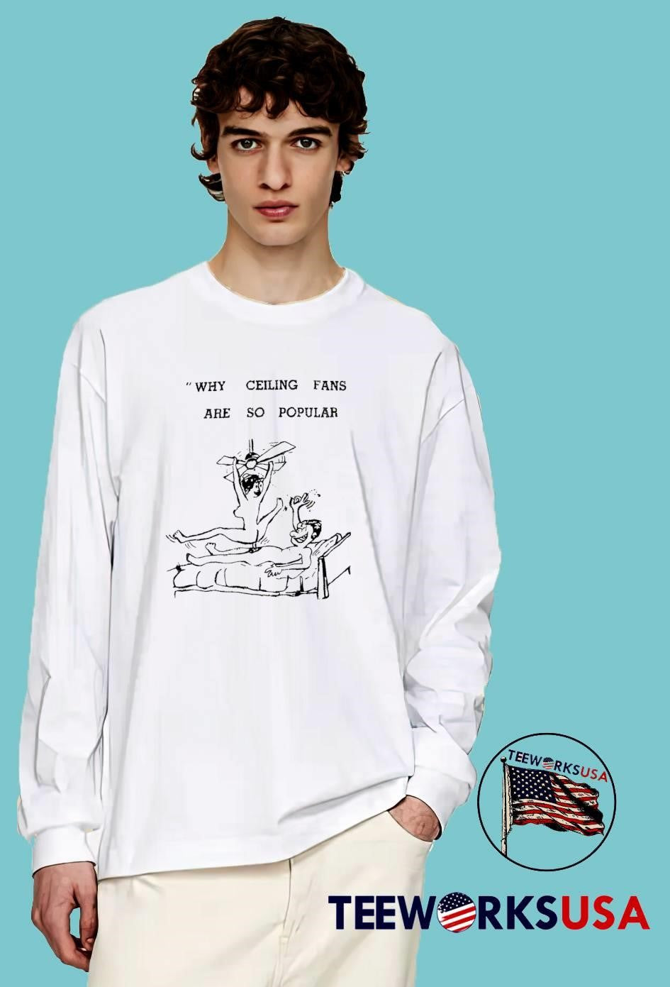 Why Ceiling Fans Are So Popular Naked Couple In Bed Funny Adult T-Shirt