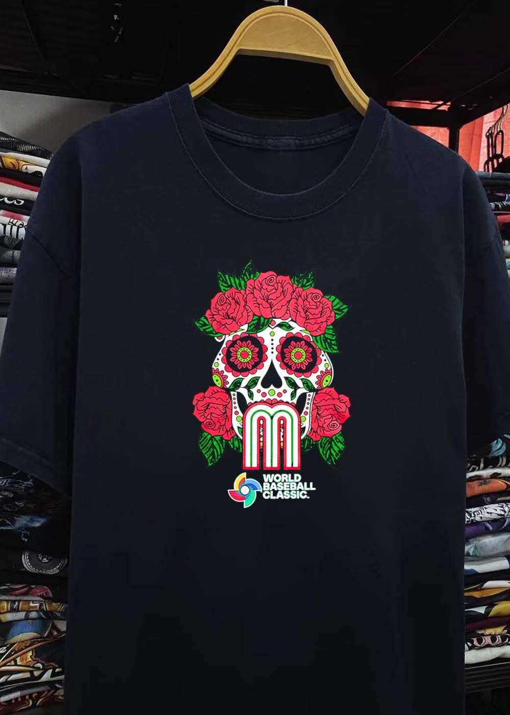 World Baseball Classic Sugar Skull Rose M Team Mexico Shirt