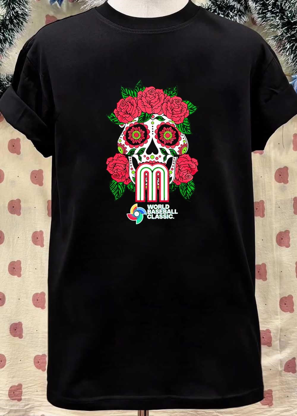World Baseball Classic Sugar Skull Rose M Team Mexico Shirt