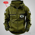 Personalized Name Green Bay Vintage Cargo Zip Hoodies