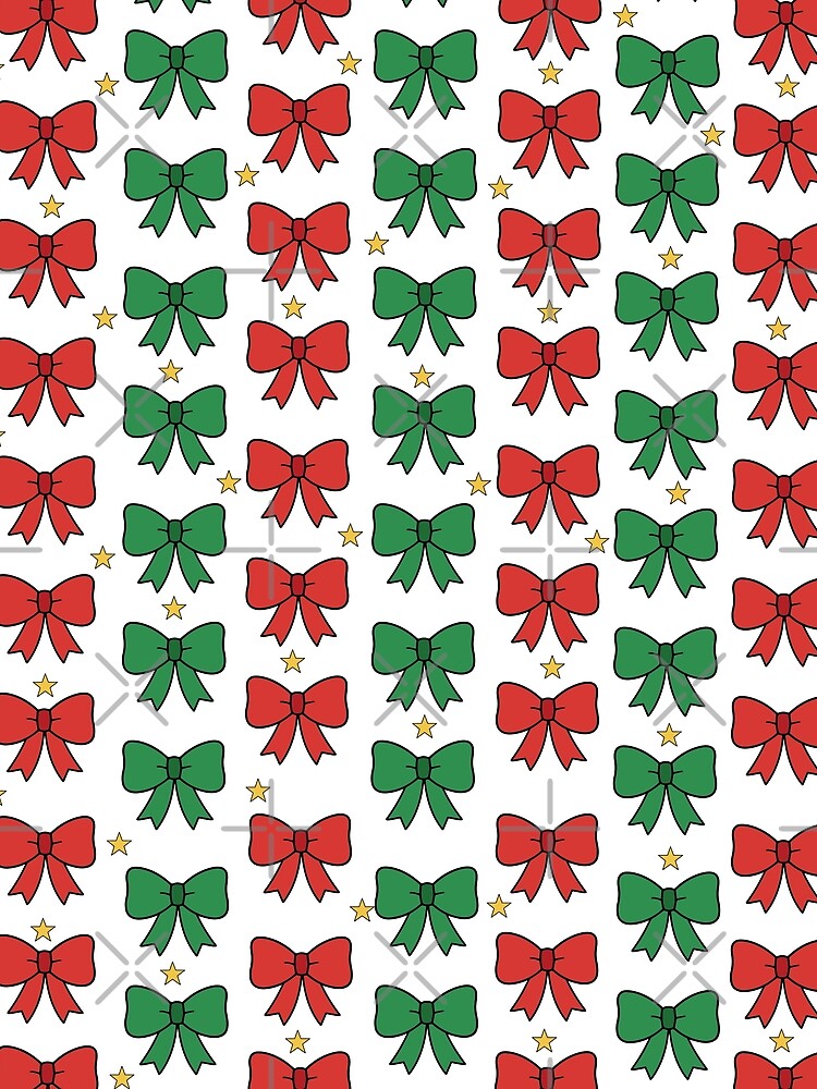 Simple Christmas Bow Pattern – Red & Green Holiday Repeat Design by The High Hippo