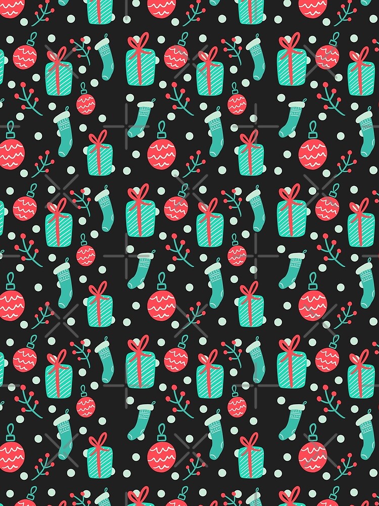 Charcoal Gray Retro Cozy Christmas Doodle Pattern – Cute Hand-Drawn Holiday Gifts & Stockings by LizAshleyCreations