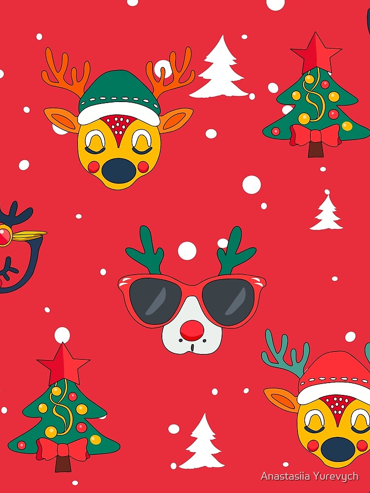 Festive Reindeer Christmas Pattern. by Anastasiia Yurevych