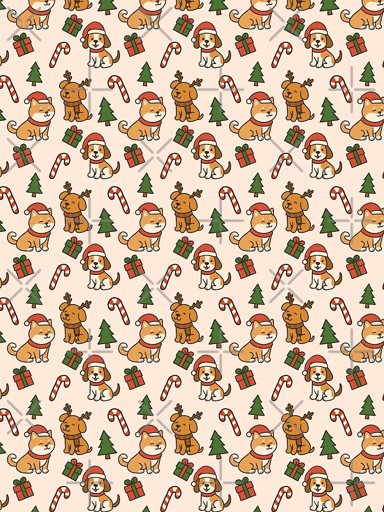 Cute Christmas Dogs Pattern – Festive Holiday Seamless Design in peach by WildLakePatterns