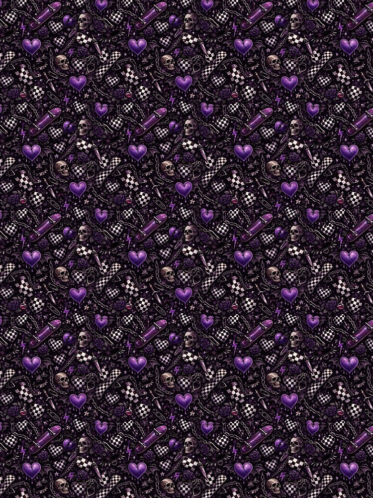 "Midnight Kickflip” – Gothic Skater Girl Seamless Pattern by M&M's Twisted Treasures LLC