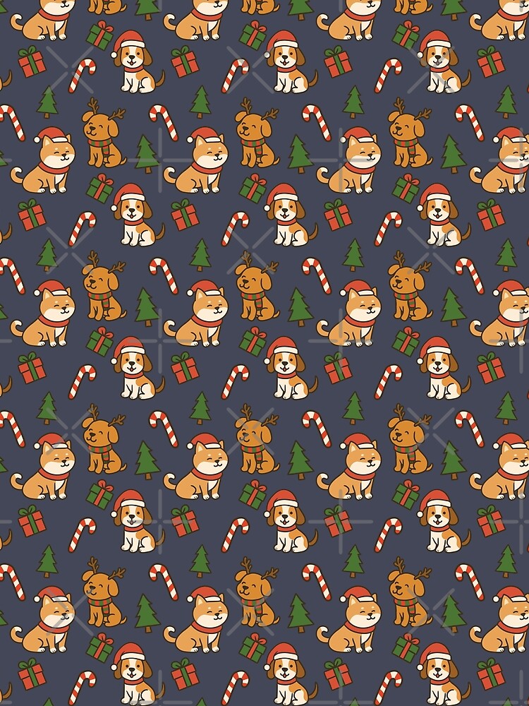 Cute Christmas Dogs Pattern – Festive Holiday Seamless Design in blue by WildLakePatterns