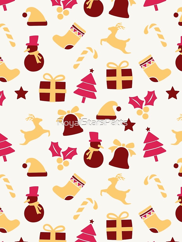 Vintage Bells Canes Merry Christmas Holiday Pattern    - Housewarming Gift Ideas by RoyalStarsPatts