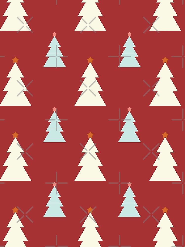 Red Christmas Tree Holiday Pattern by ForFunDesigns