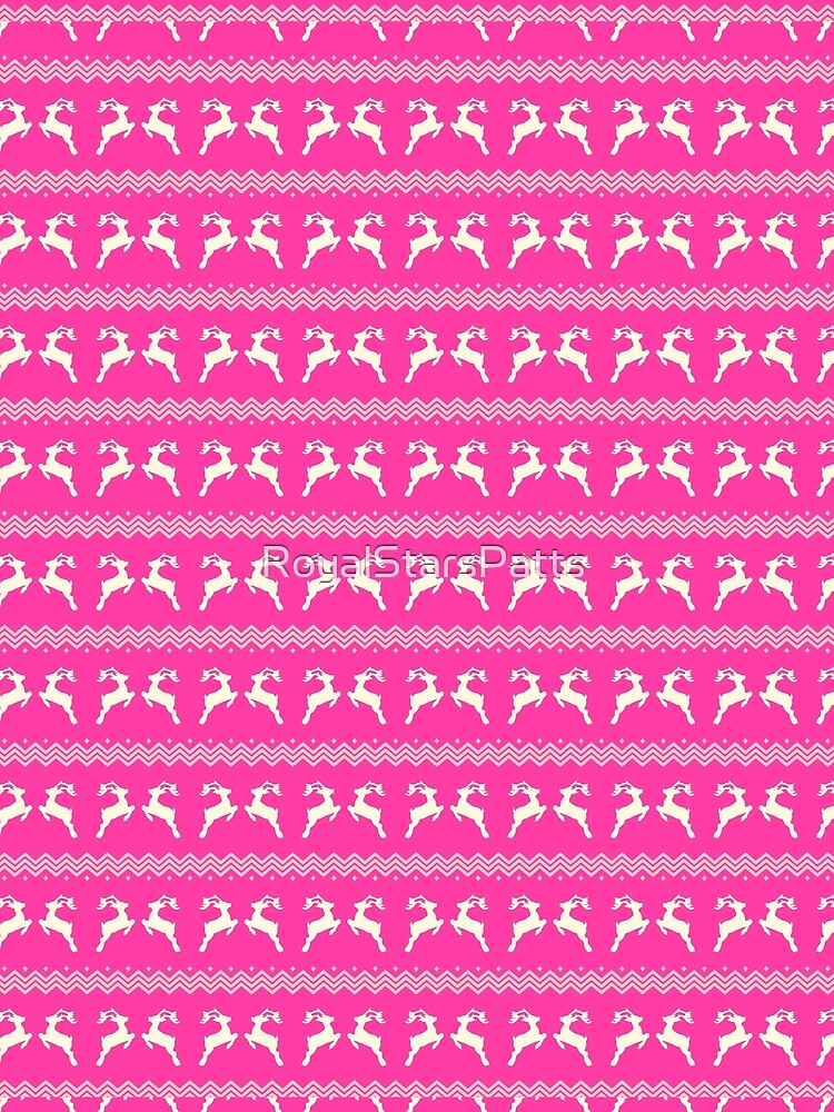 Retro Pink Reindeer Merry Christmas Holiday Pattern    - Valentine'S Day Gifts by RoyalStarsPatts