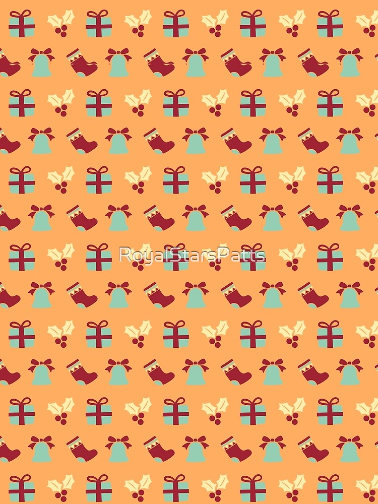 Classic Canes Bells Happy Holiday Xmas Pattern    - Wedding Gift Ideas by RoyalStarsPatts