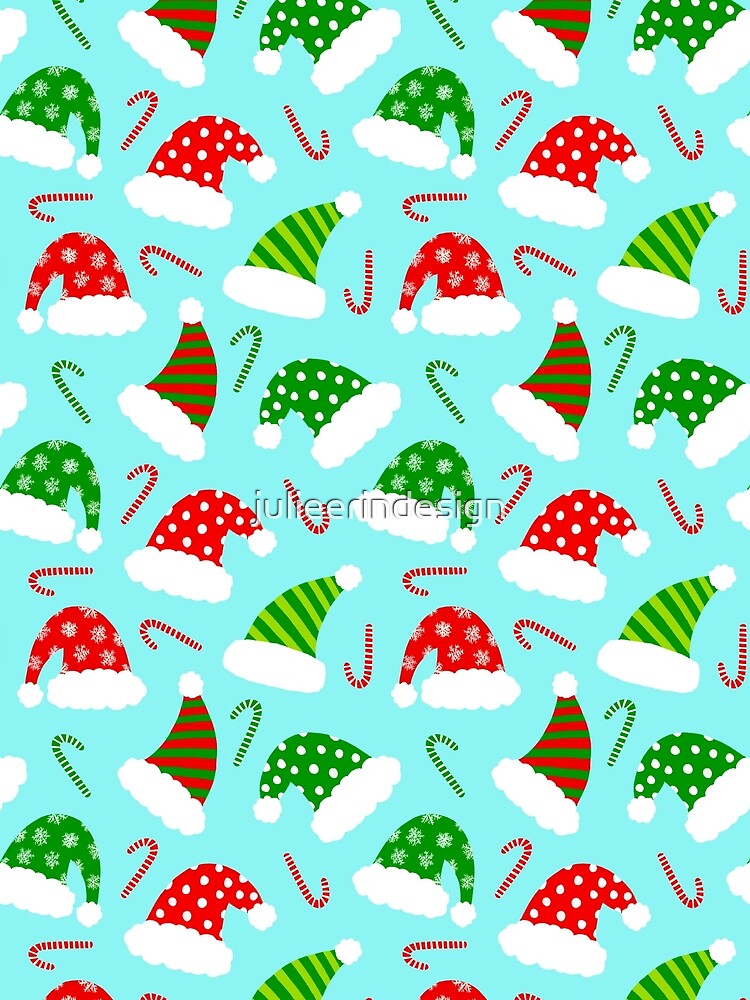 Santa Hats and Candy Canes Christmas Pattern by Julie Erin Designs