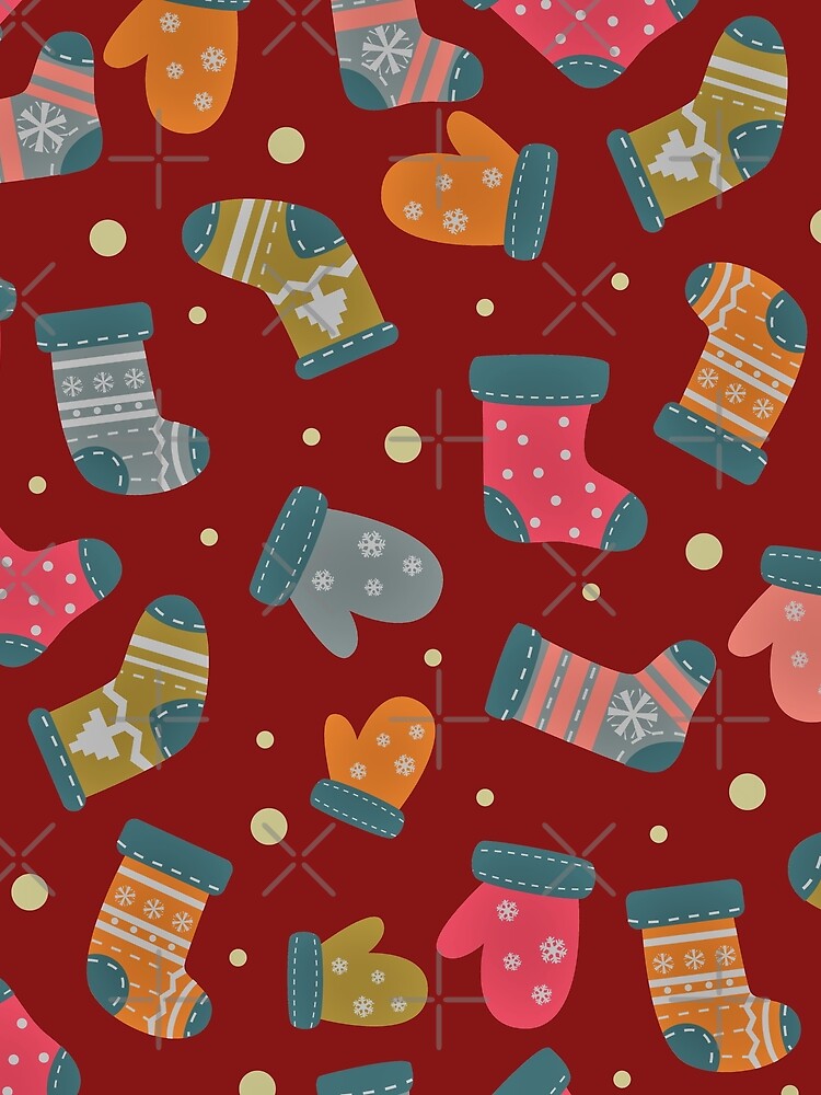 Xmas Patterns Christmas Patterns Stockings Gloves Boots by ModkMerch