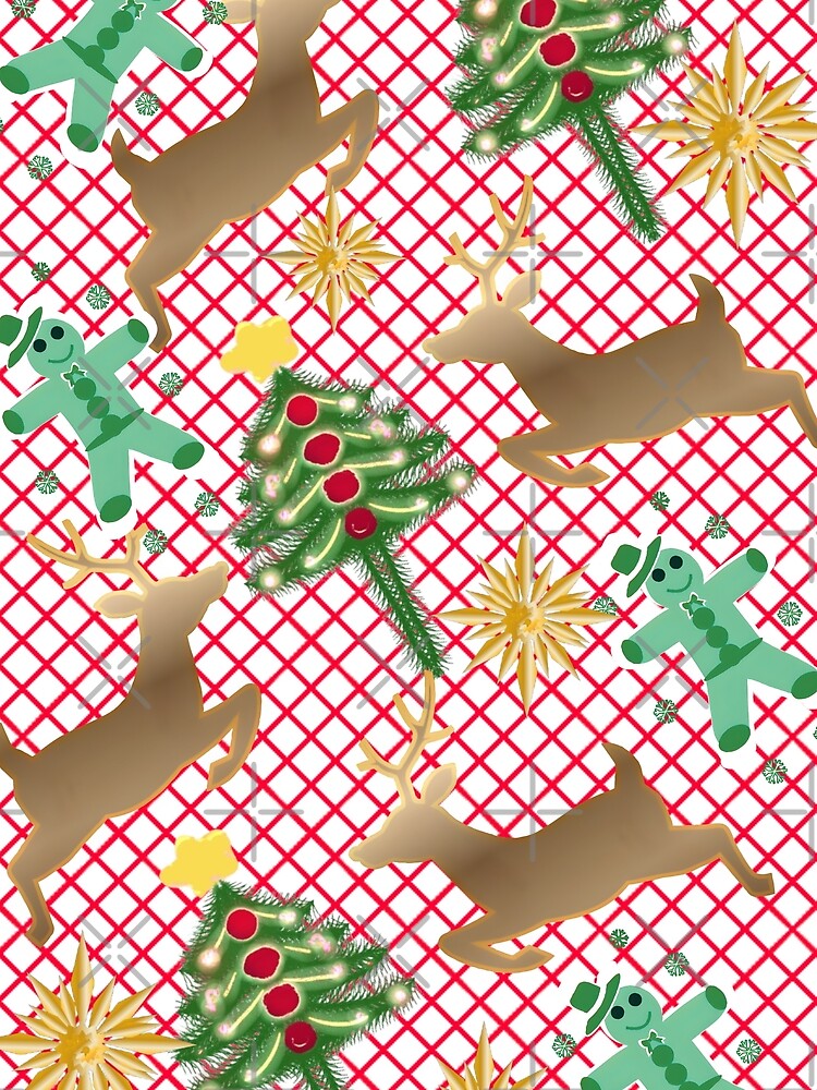 Cute Christmas Pattern with Reindeer and Gingerbread by HopeAndHustle