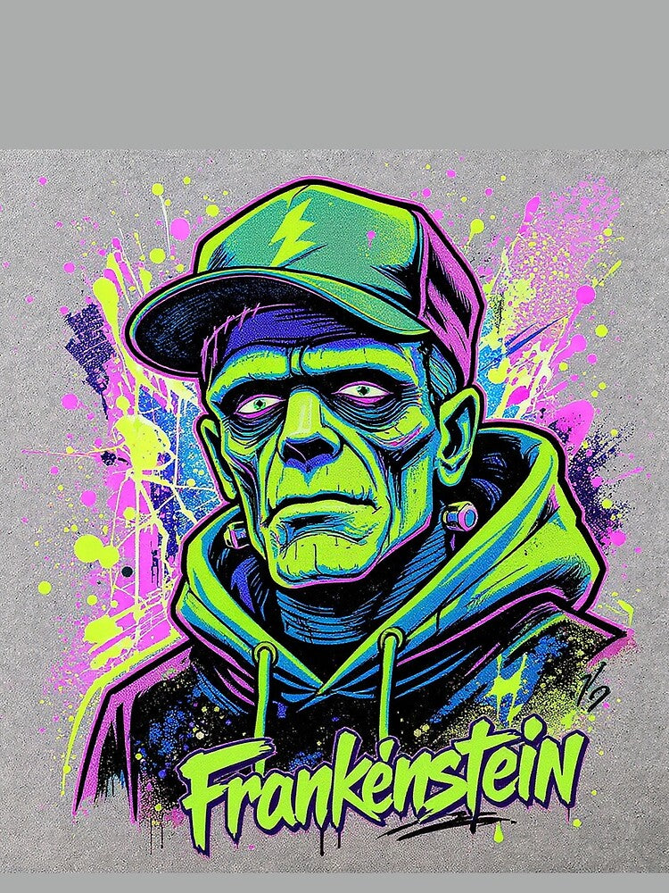 Frankenstein Streetwear – Neon Graffiti Monster Art by DamianRoy88