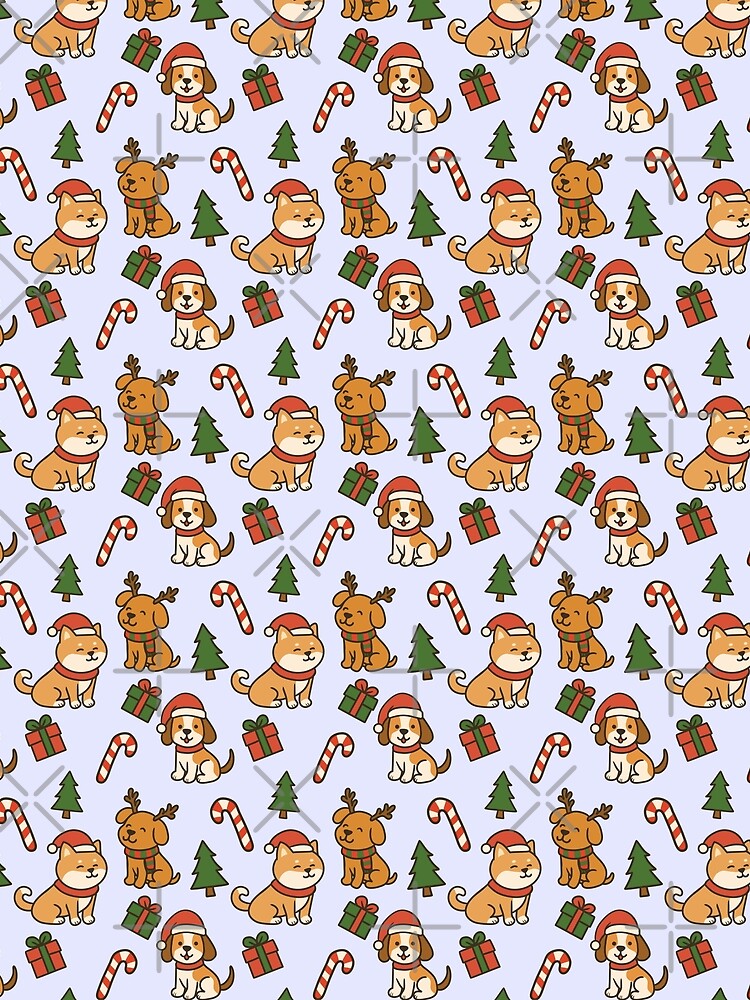 Cute Christmas Dogs Pattern – Festive Holiday Seamless Design in lilac by WildLakePatterns