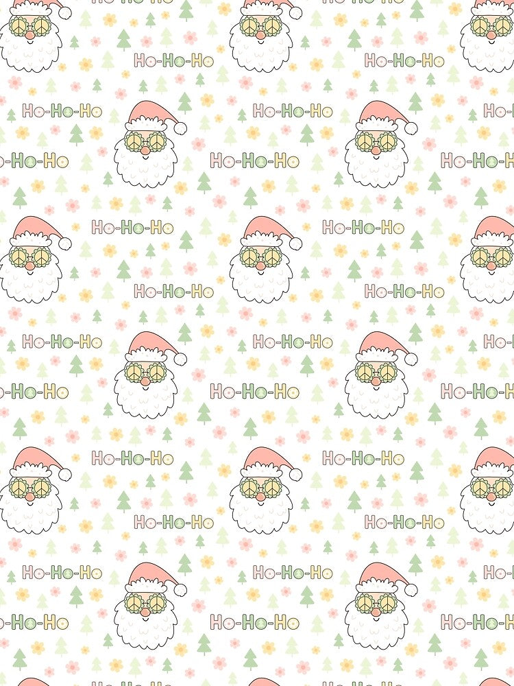 Hippie Santa Claus Pattern - Retro Christmas Vibe by Julza Art