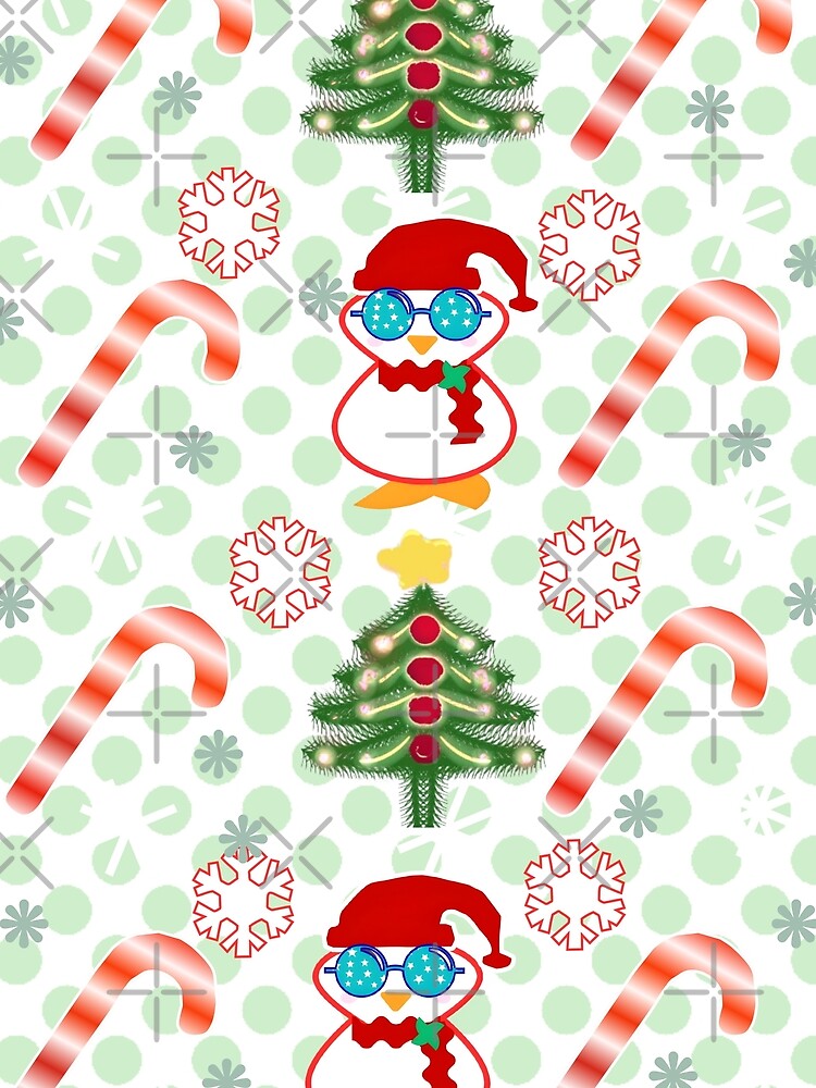 Cute Christmas Penguin Seamless Pattern – Holiday Candy Cane & Tree Design by HopeAndHustle
