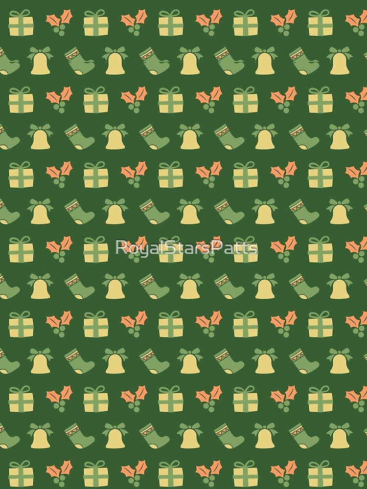 Cute Tree Bells Merry Christmas Holiday Pattern    - Anniversary Gift Ideas by RoyalStarsPatts