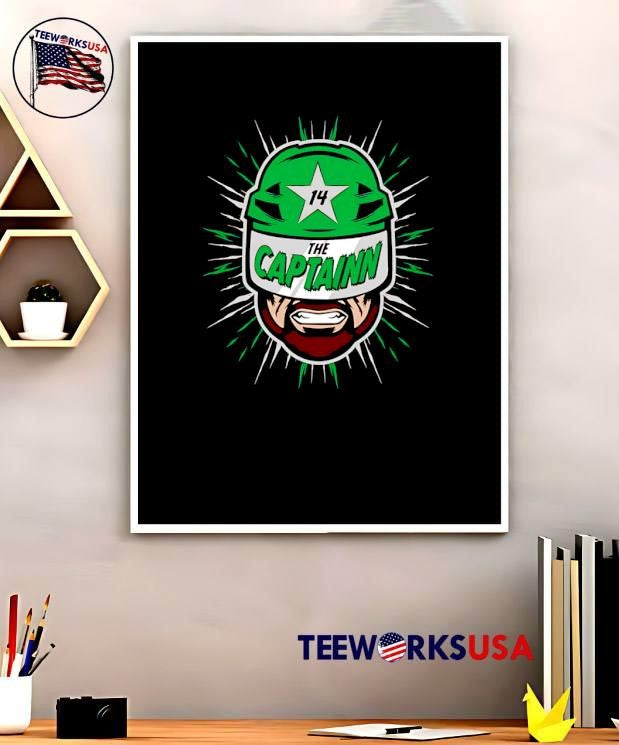 The Captainn 14 Hockey Player Beard Graphic Dallas Stars Shirt