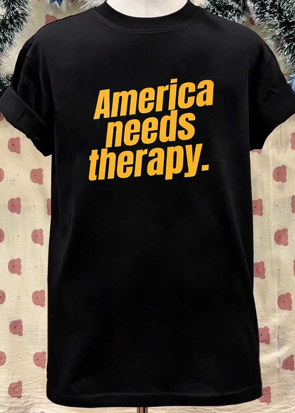 America Needs Therapy Brown T-Shirt