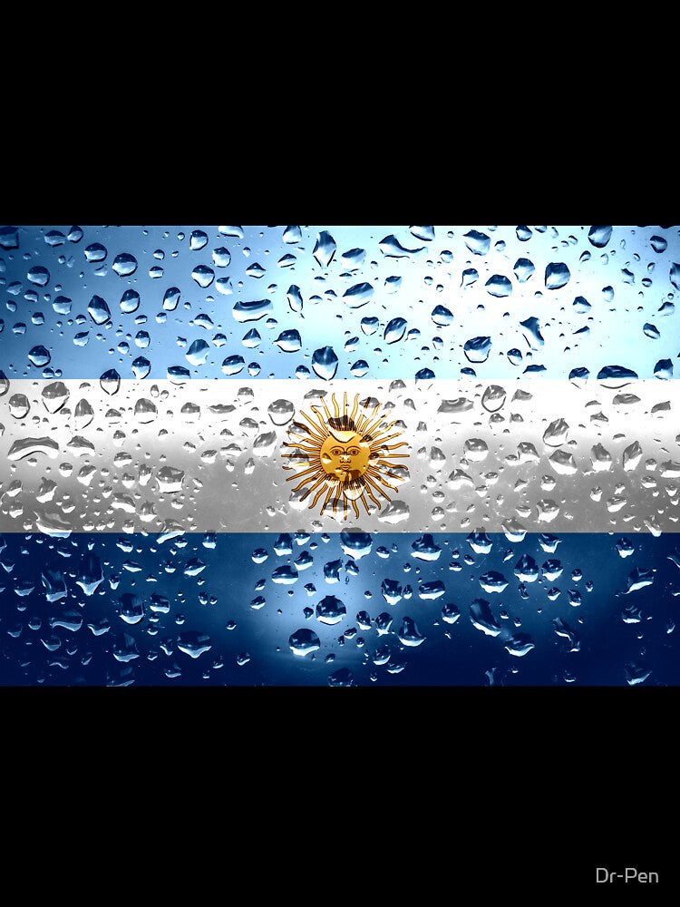 Flag of Argentina - Raindrops Metallic Metal Water Rain Car Bumper Flags Grunge by Dr-Pen