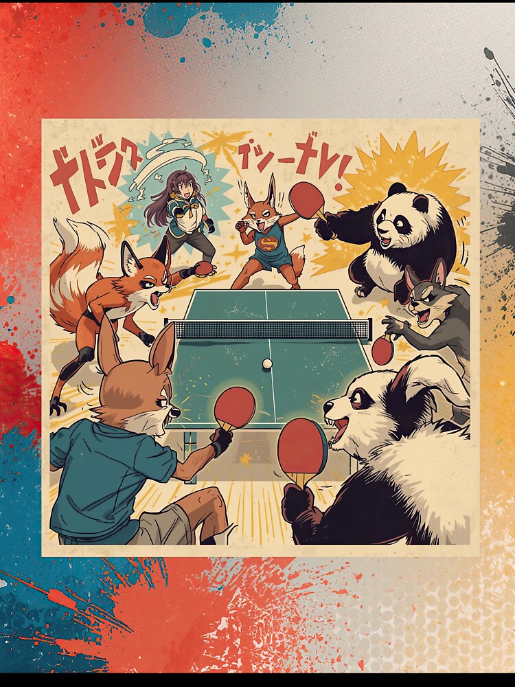 Ultimate Anime Ping Pong Battle - Retro Manga Sports & Kawaii Animal T-Shirt by OhMyPingCo