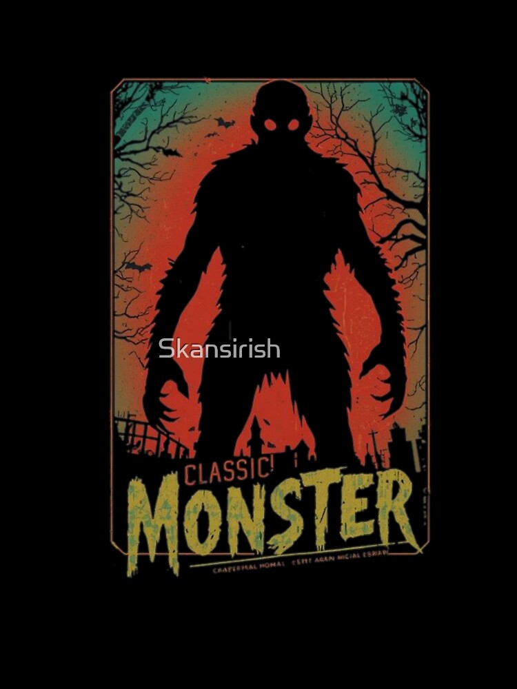 **Retro Horror Monster T-Shirt – Vintage Neon Poster Style with Distressed Texture** by Skansirish ⭐⭐⭐⭐⭐