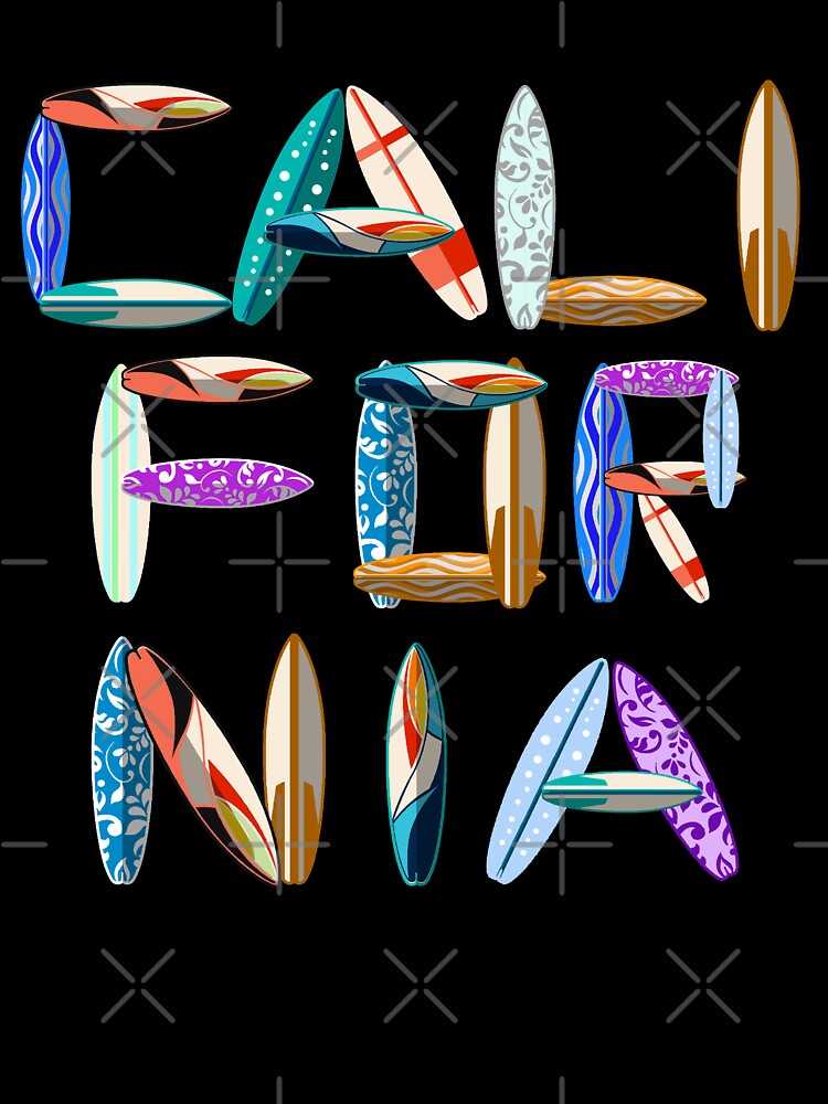 California Surfing Club Trendy Boards Beach Ocean by PopArtDesigns