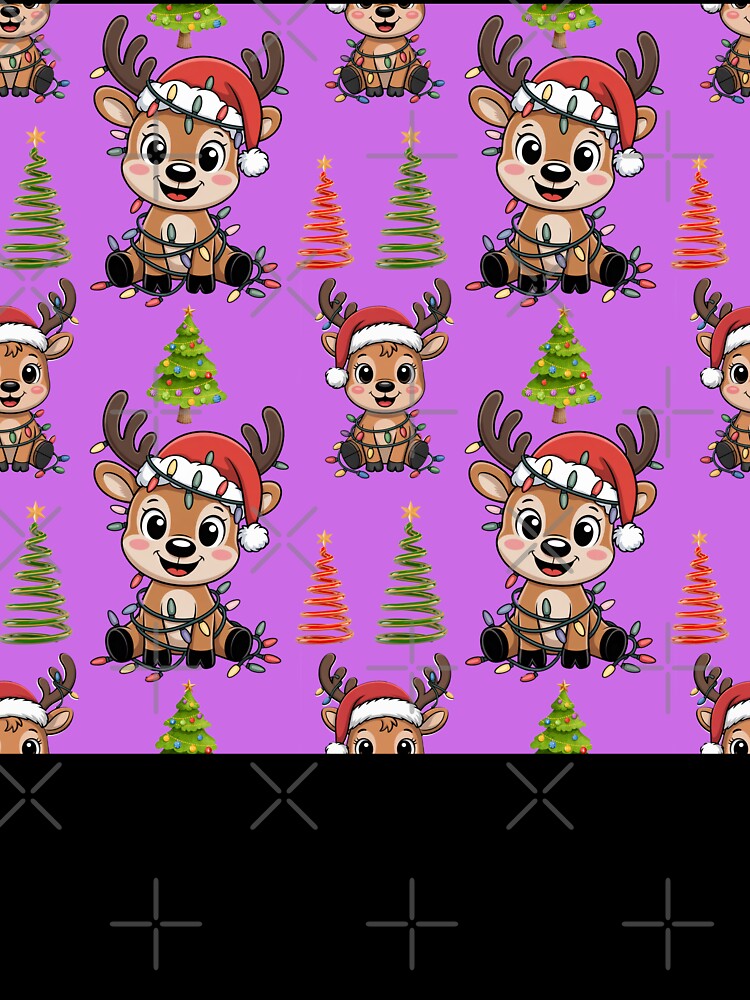 Cheerful Christmas Reindeer & Tree Pattern by Grang Art Artistic Designs