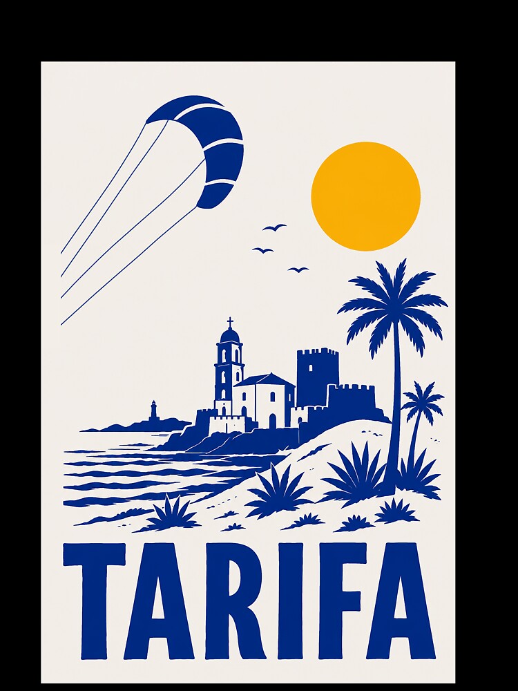 Tarifa Spain Vintage Coastal Travel Poster by Islabonita.