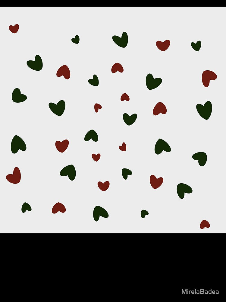 Minimal Christmas Hearts Pattern – Cute Red & Green Holiday Doodle Print by MirelaBadea