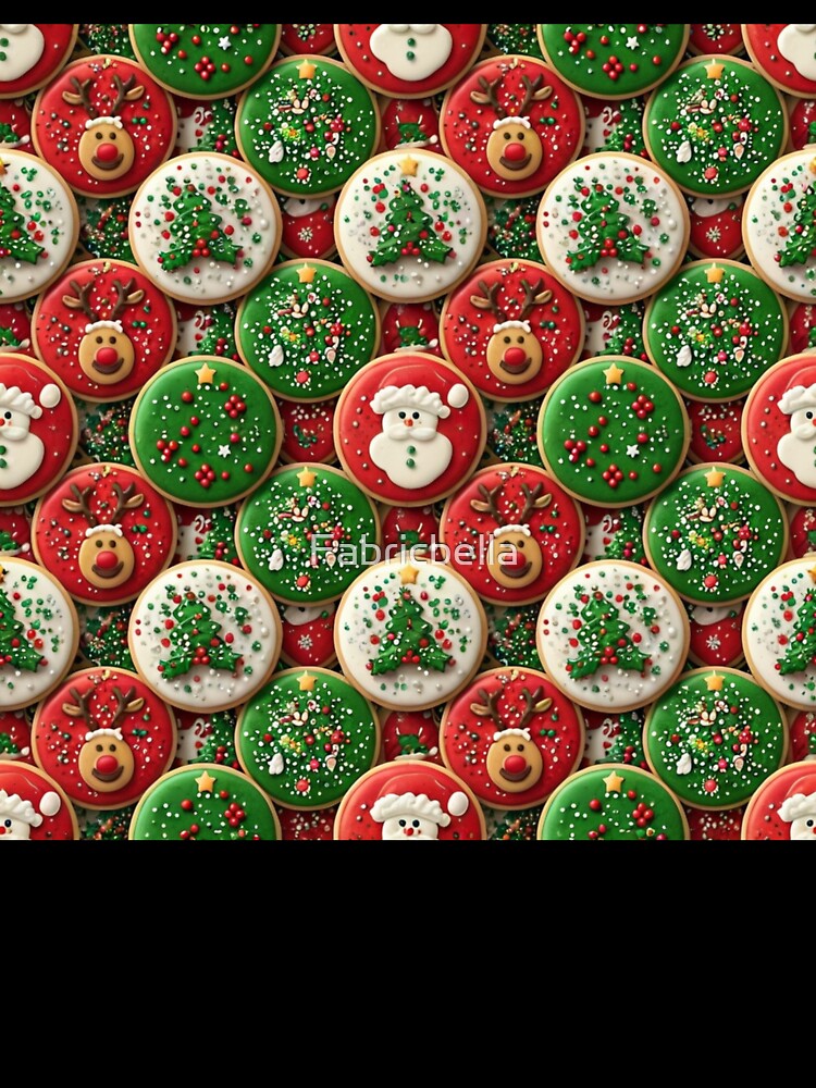 Festive Christmas Cookie Pattern with Holiday Characters by Fabricbella
