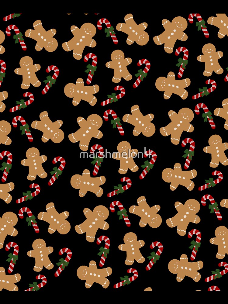 Christmas pattern of gingerbread cookies and candy canes by marshmelon4