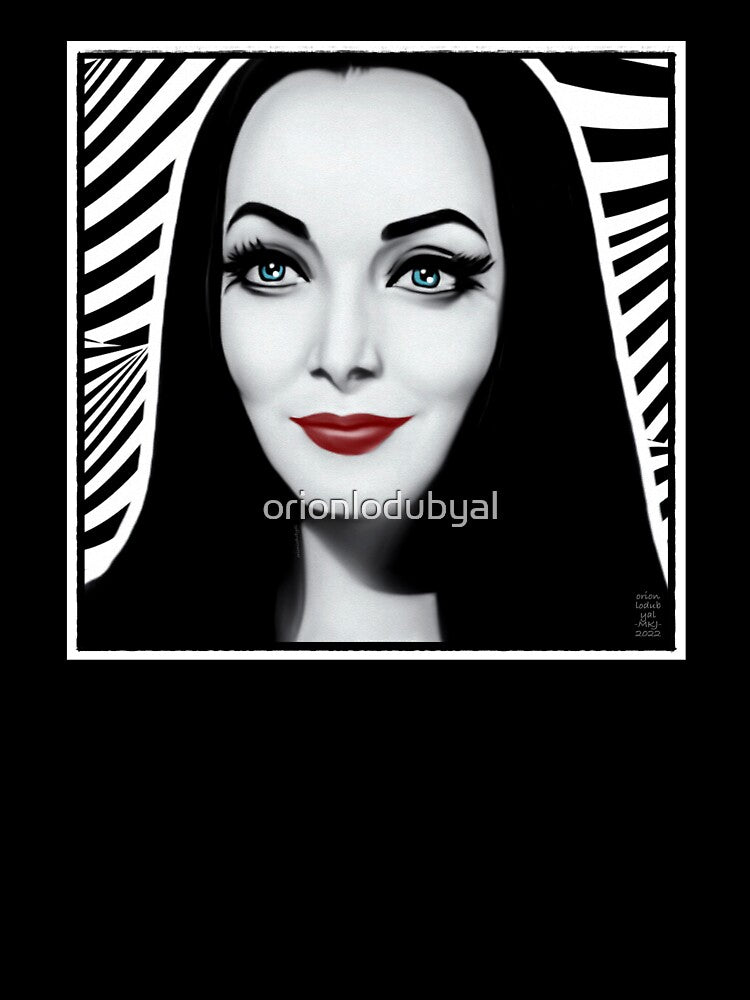 Morticia Horror Icon Black and White Stripes by orionlodubyal