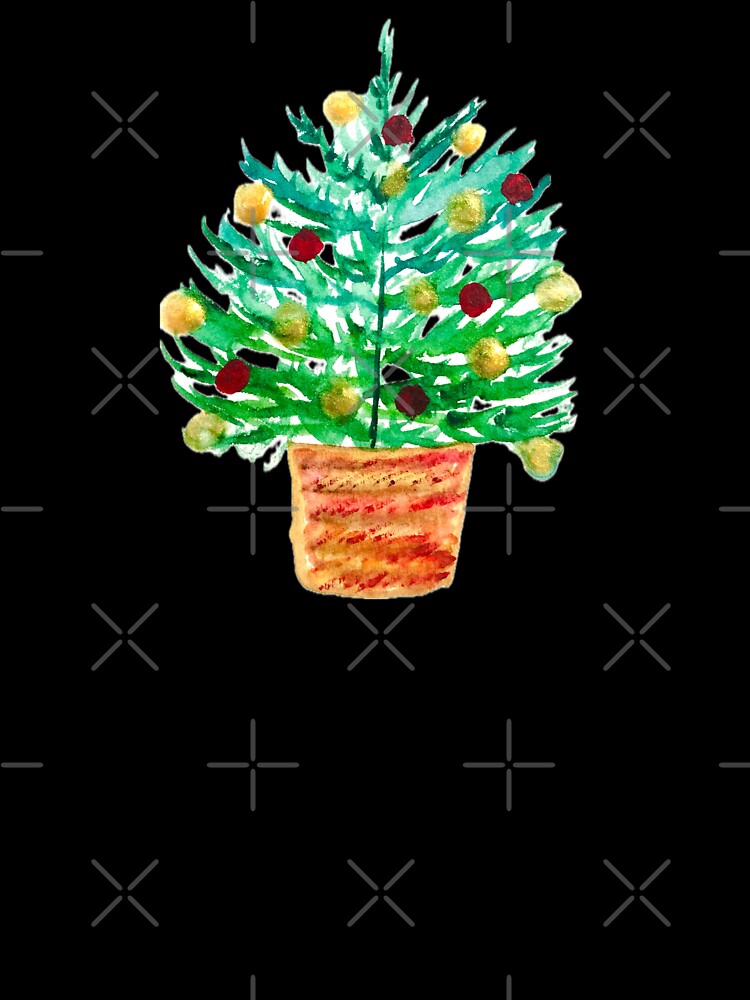 Watercolor Christmas Tree Pattern Colorful Baubles – Festive Holiday by Monika Howarth