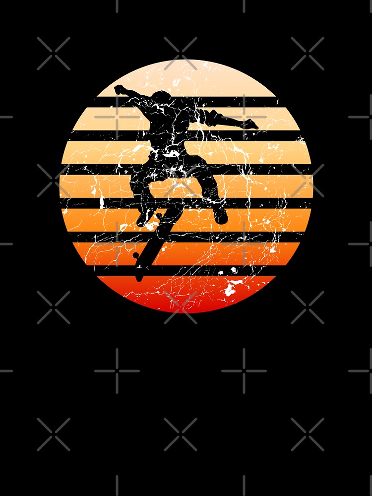 Education Is Important But Skateboarding Is Importanter Grunge Retro Sunset Skateboard Stunt In Blue by LuckyKermit