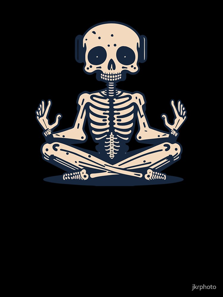 Yoga meditating skeleton by jkrphoto